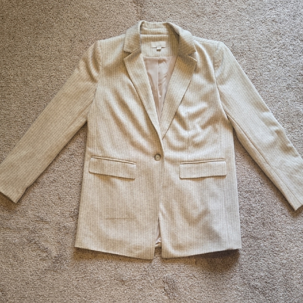 LOFT Beige Striped Blazer